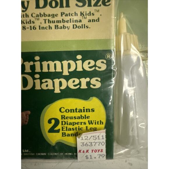 Vtg 1984 ARCO TOYS BABY DOLL DIAPERS SET FOR CABBAGE PATCH DOLLS NOS 7807 Bottle - Picture 4 of 5